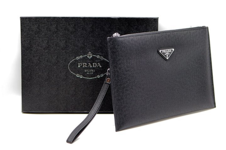 PD 프라다 사피아노 삼각 로고 클러치백 블랙 