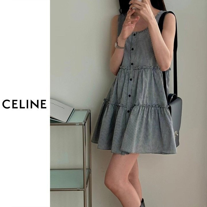 CL 셀린느 [C] 캉캉 민소매 셔링 미니원피스 