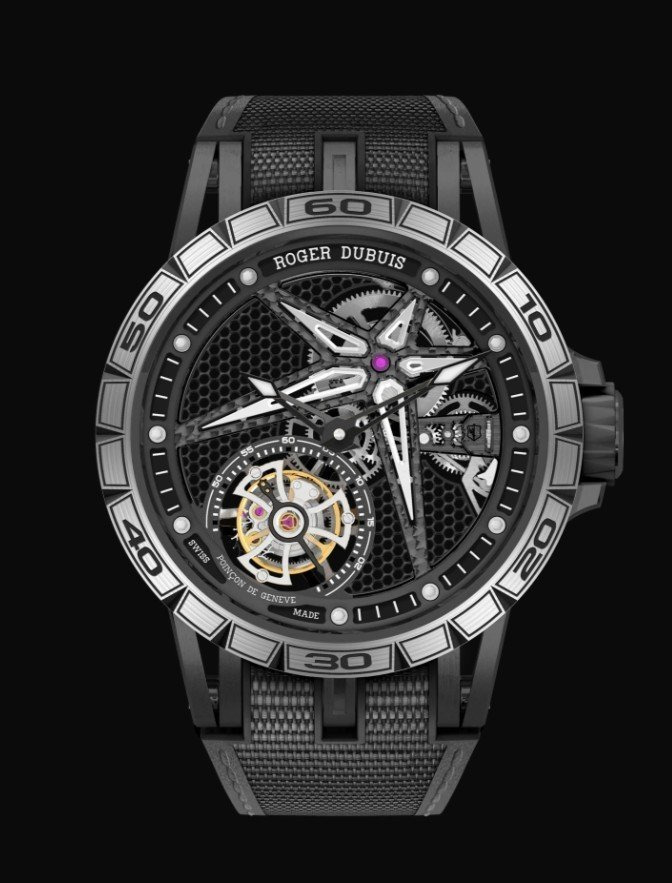 RU 로저드뷔 엑스칼리버 스파이더 모노투르비옹 블랙 DLC 티타늄 