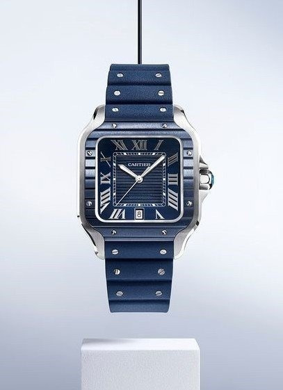 CT 까르띠에 산토스 블루다이얼 블루스트랩 