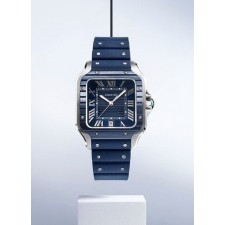 CT 까르띠에 산토스 블루다이얼 블루스트랩 