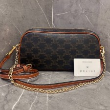 CL 셀린느 멀티 백 트리옹프 캔버스 카프스킨 탄 