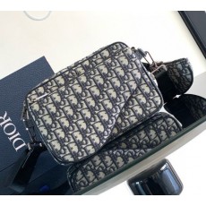 DO 디올 크로스 새들 트리플 파우치 오블리크 자카드 블랙 ✡ 