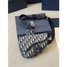 DO 디올 베이지 & 블랙 Oblique 자카드 네이비 새들백 ✡ 