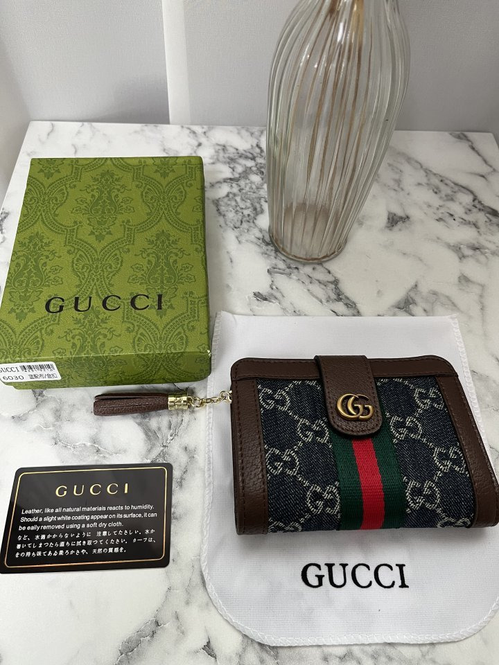 GC 구찌 오디피아 GG 데님 버튼 반(지)갑 