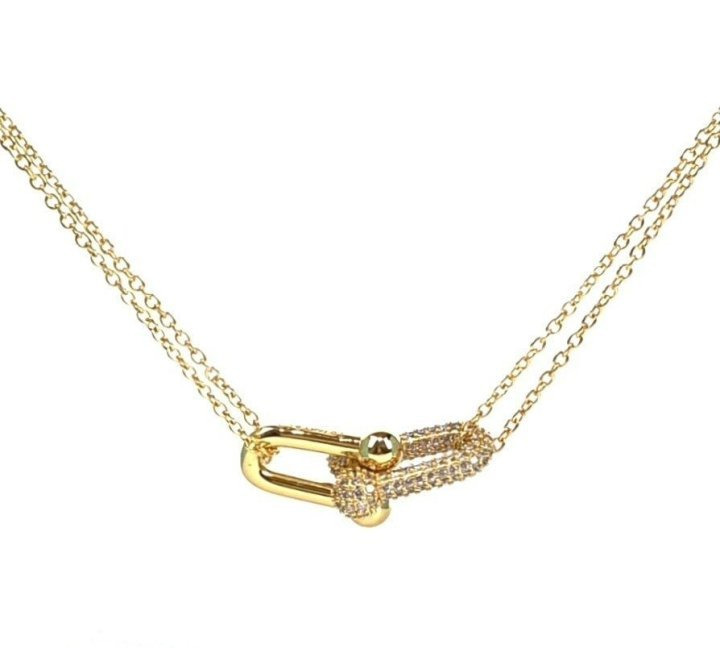 TC 티파니 하드웨어 더블 링크 펜던트 목걸이 