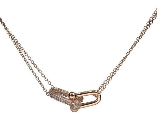 TC 티파니 하드웨어 더블 링크 펜던트 목걸이 