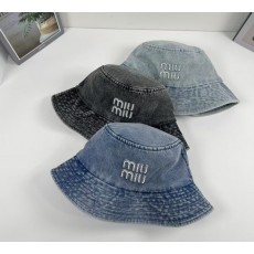 MU 미우미우 데님 로고 버킷햇 