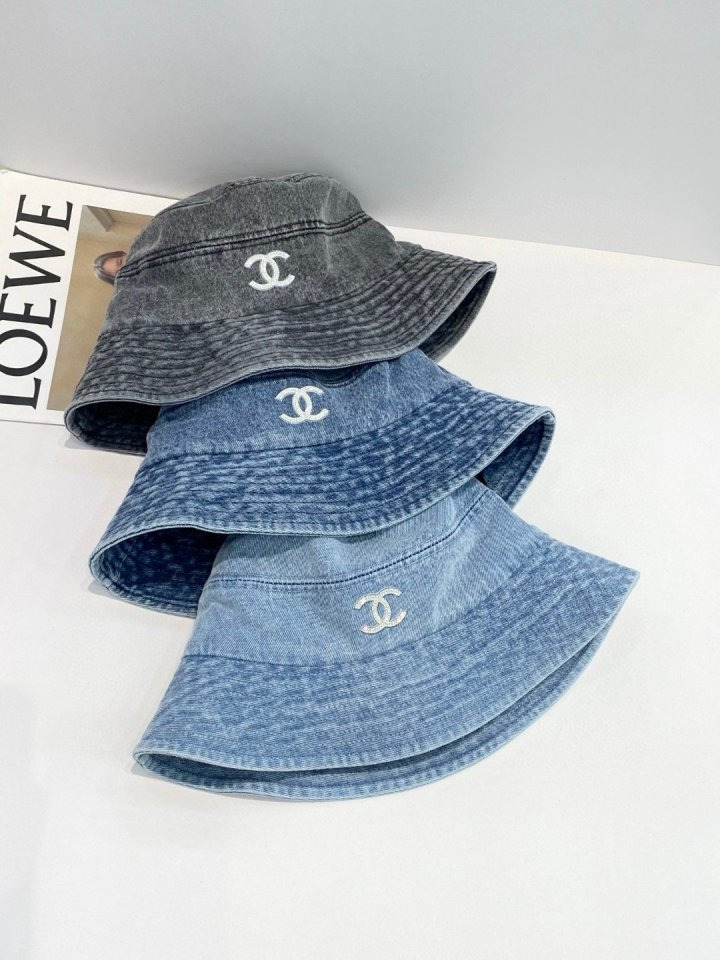CN 샤넬 데님 큐빅로고 버킷햇 