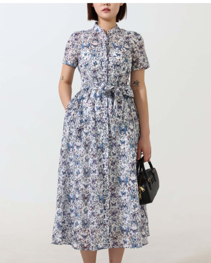 DO 디올 수입 버터플라이 셔츠 롱 원피스  (최고급)