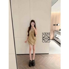 LW 로에베 자수로고 민소매 원피스 