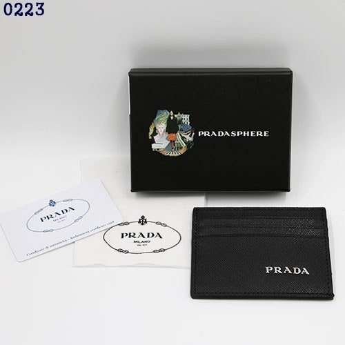 PD 프라다 사피아노 실버 로고 레더 카드지갑