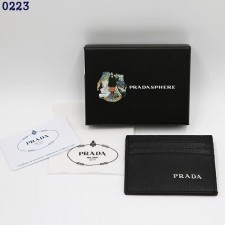 PD 프라다 사피아노 실버 로고 레더 카드지갑