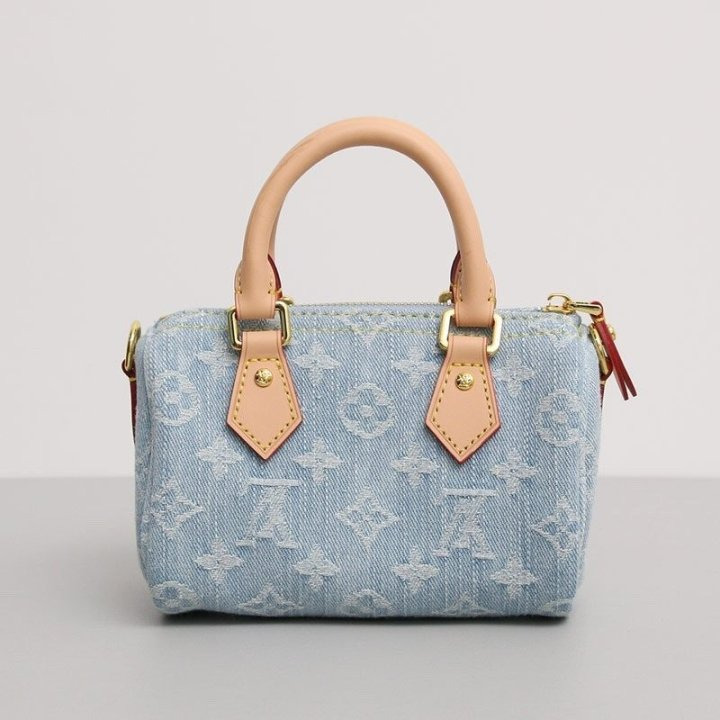 LV 루이비통 나노 스피디 데님 모노그램 토트 크로스백