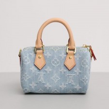 LV 루이비통 나노 스피디 데님 모노그램 토트 크로스백