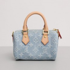 LV 루이비통 나노 스피디 데님 모노그램 토트 크로스백