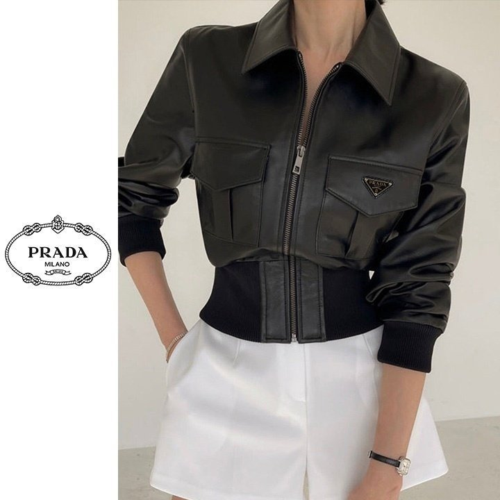 PD 프라다 [P] 시보리 레더자켓 