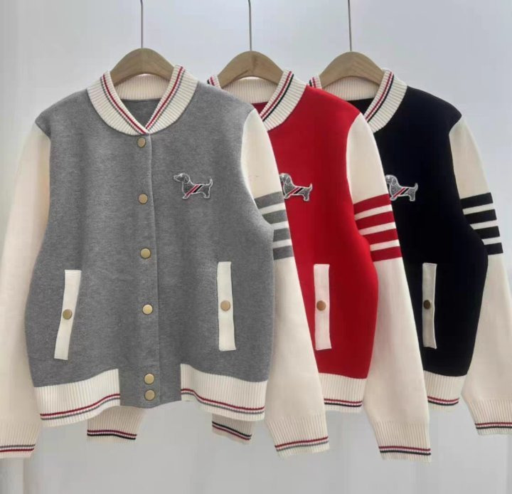 TB 톰브라운 배색 강아지 니트 야구점퍼 