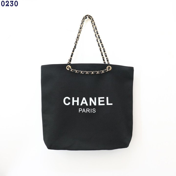 CN 샤넬 블랙 캔버스 체인 토트백