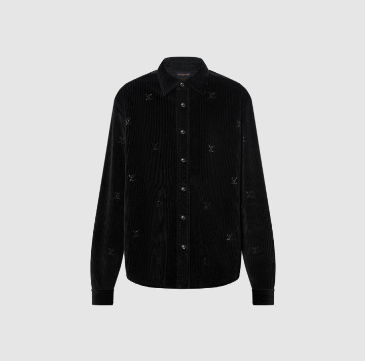 LV 루이비통 LV 버튼 다운 롱 슬리브드 코듀로이 셔츠 