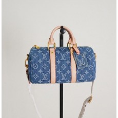 LV 루이비통 스피디 반둘리에 25 모노그램 데님 백