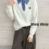 MU 미우미우 체크 카라 니트 