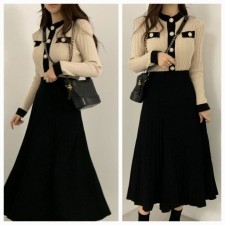 DO 디올 CD 진주배색 가디건 스커트 니트 세트 (7253) 