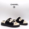 CN 샤넬 여성 스웨이드 까멜리아 샌들