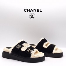 CN 샤넬 여성 스웨이드 까멜리아 샌들