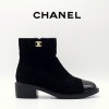 CN 샤넬 여성 CC로고 스웨이드 앵클부츠