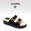CN 샤넬 여성 스웨이드 CC 로고 샌들
