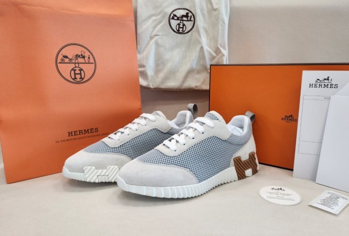 HM 에르메스 바운싱 스니커즈 그래픽 메쉬 스웨이드 고트스킨 & 블랑(최상급)