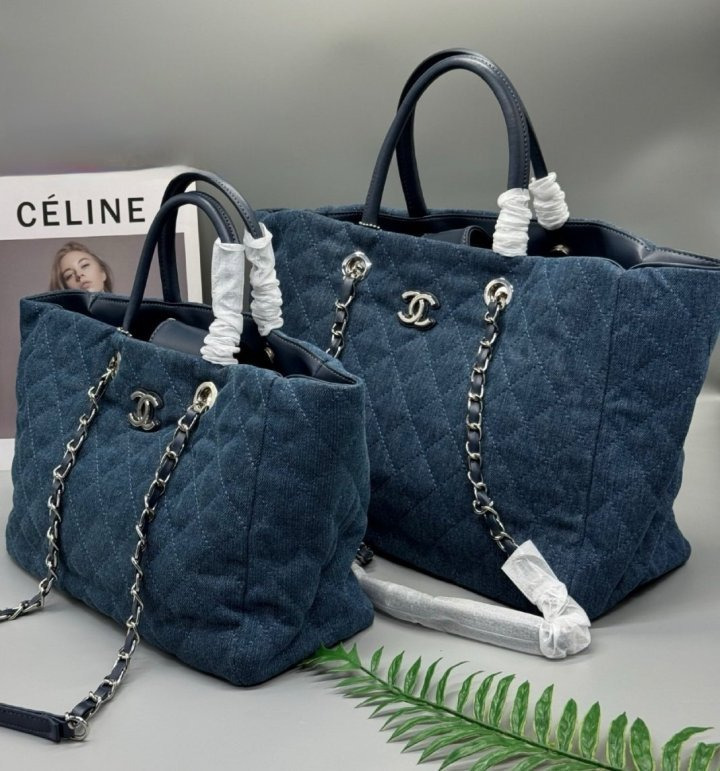 CN 샤넬 데님 퀄팅 체인 토트백  
