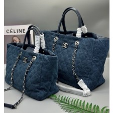 CN 샤넬 데님 퀄팅 체인 토트백  