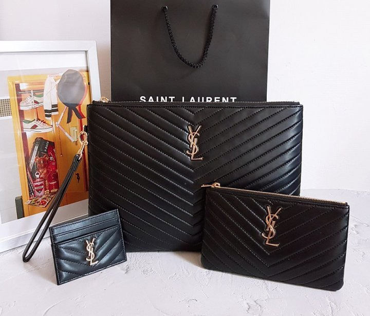 YS 생로랑 쉐브론 금장 3종 클러치