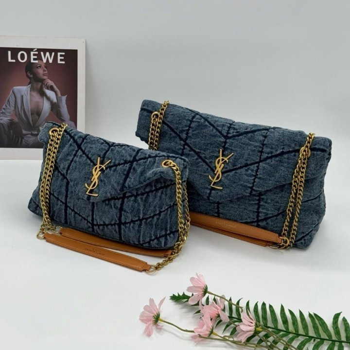 YS 생로랑 데님 퀄팅  푸퍼백  