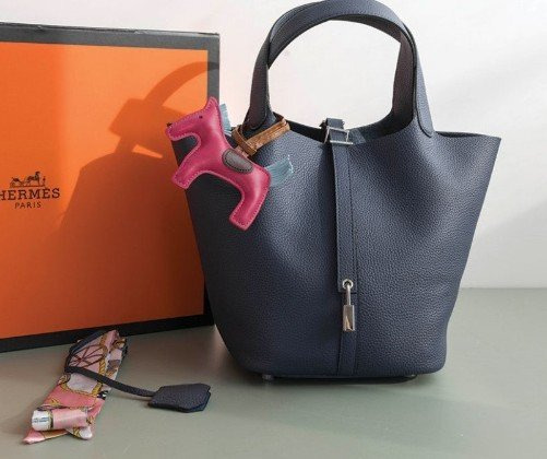 HM 에르메스 피코탄22 클레망스 토트백 네이비 은장  