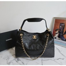 CN 샤넬 25A 공방 스웨이드 투톤 쇼퍼 호보백 블랙