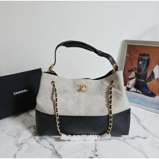 CN 샤넬 25A 공방 스웨이드 투톤 쇼퍼 호보백 그레이 2 