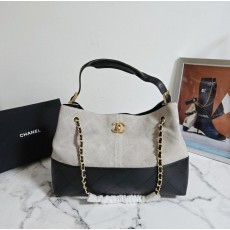 CN 샤넬 25A 공방 스웨이드 투톤 쇼퍼 호보백 그레이 2 