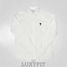 AM 아미 드 꾀흐 블랙 로고 자수 옥스포드 셔츠