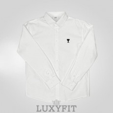 AM 아미 드 꾀흐 블랙 로고 자수 옥스포드 셔츠