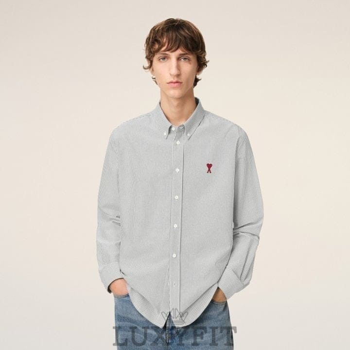 AM 아미 드 꾀흐 체인 자수 옥스포드 셔츠