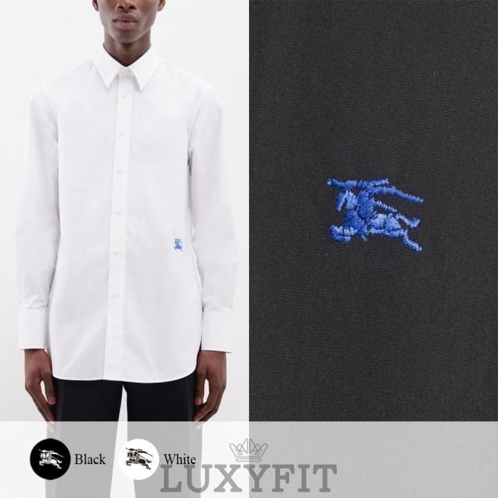 BB 버버리 웨이스트 기마 자수 코튼 셔츠