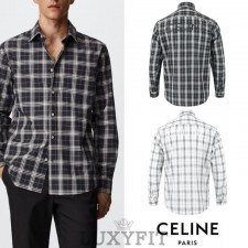 CL  셀린느 26SS. 레터링 백로고 체크 셔츠