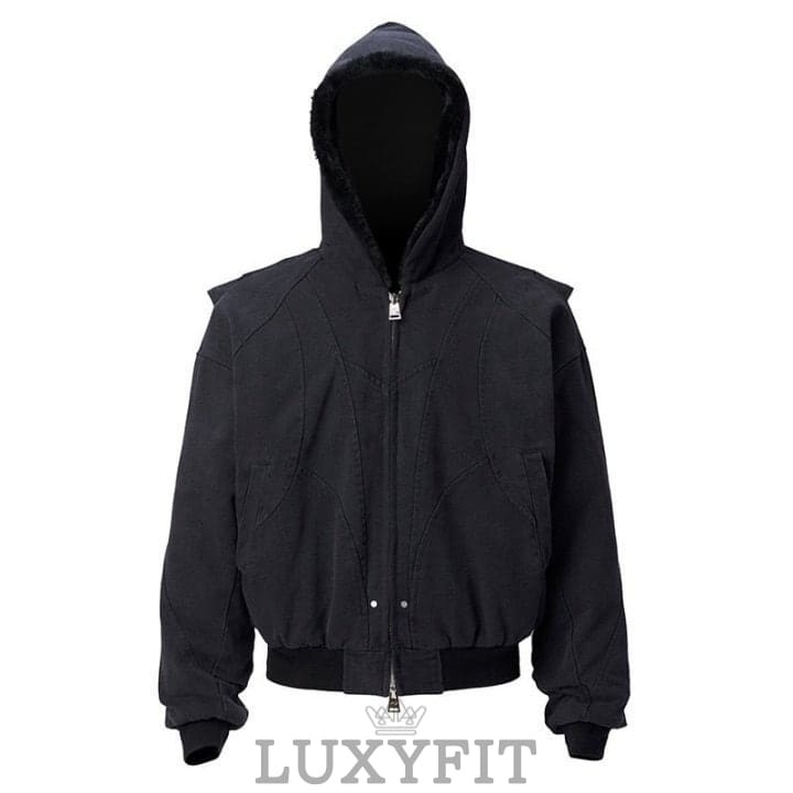 LL 로로피아나 카빙 후드 아우터 블랙