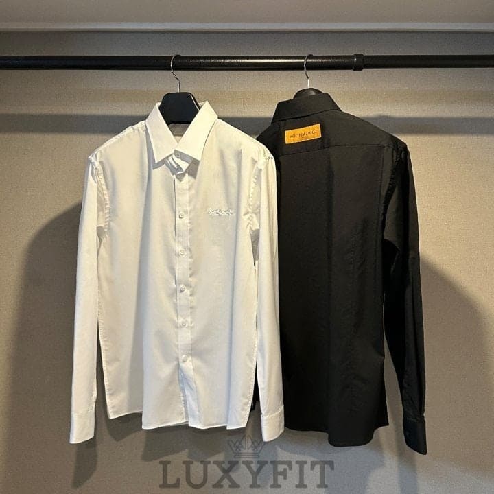 LV 루이뷔통 모노그램 로고 자수 셔츠