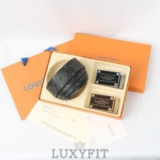 LV 루이뷔통 투버클 컷팅 모노블랙 벨트
