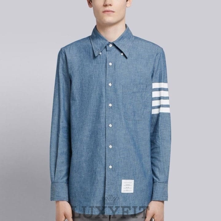 TB 톰브라운 4바 블루 샴브레이 셔츠