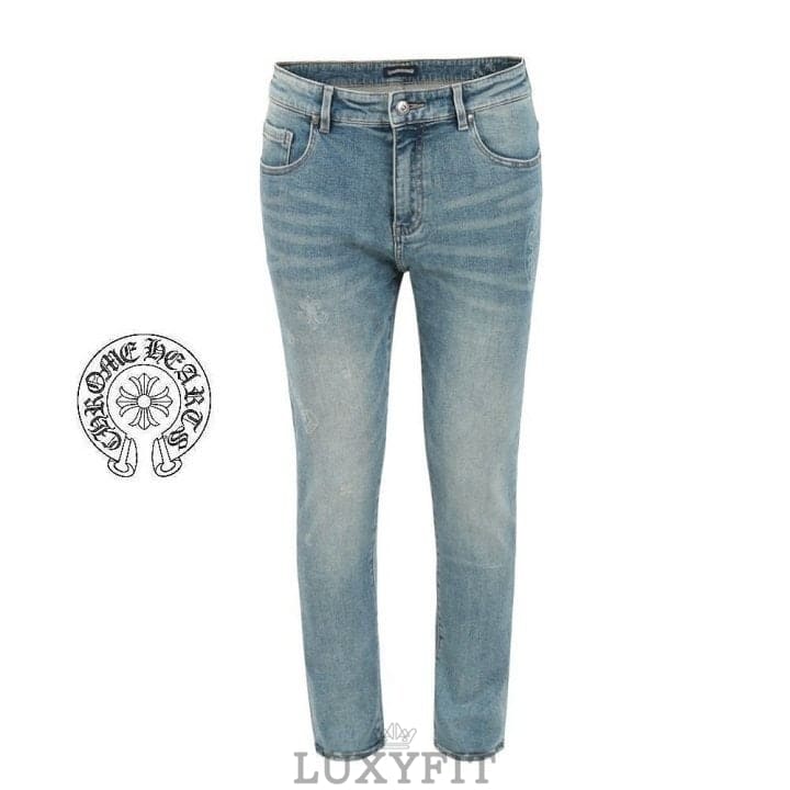 CH 크롬하츠 말굽 프린트 엠보 워싱 슬림 일자진